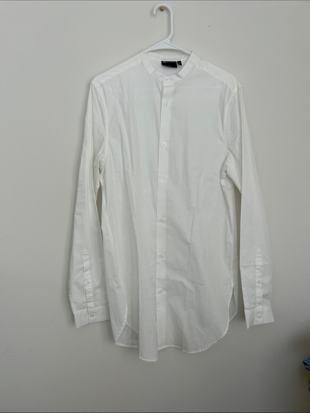 ASOS White Band-Collar Dress Shirt